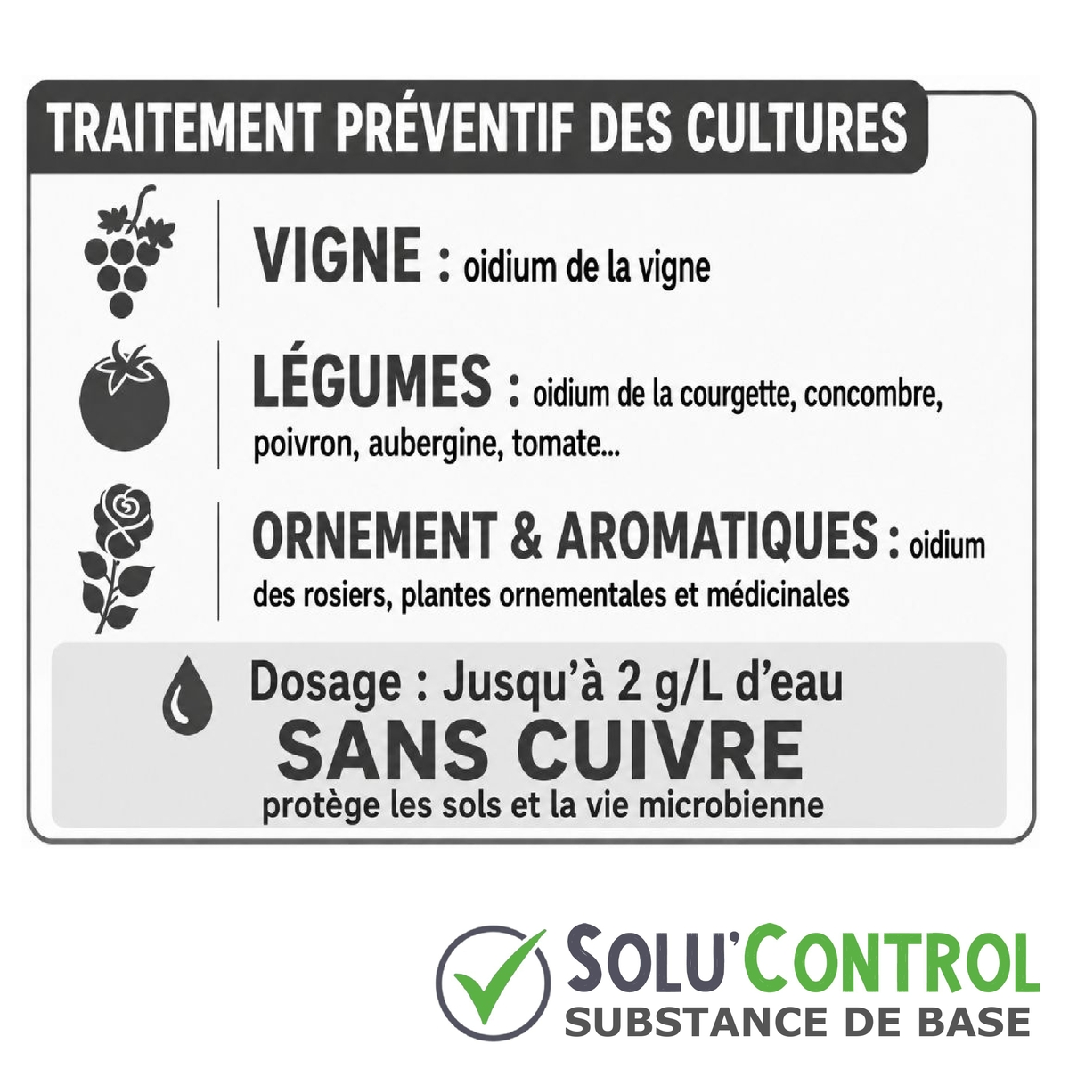 Lécithine de soja Anti-Oïdium - SOLU'CONTROL - Usages