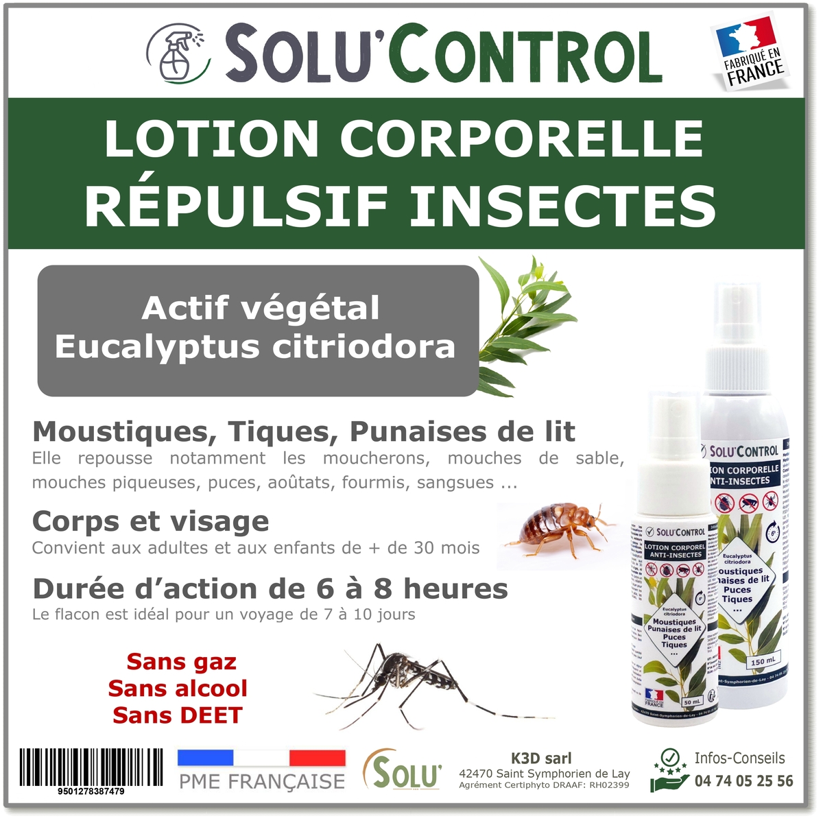 Lotion Corporelle Répulsif Insectes, Solu'Control