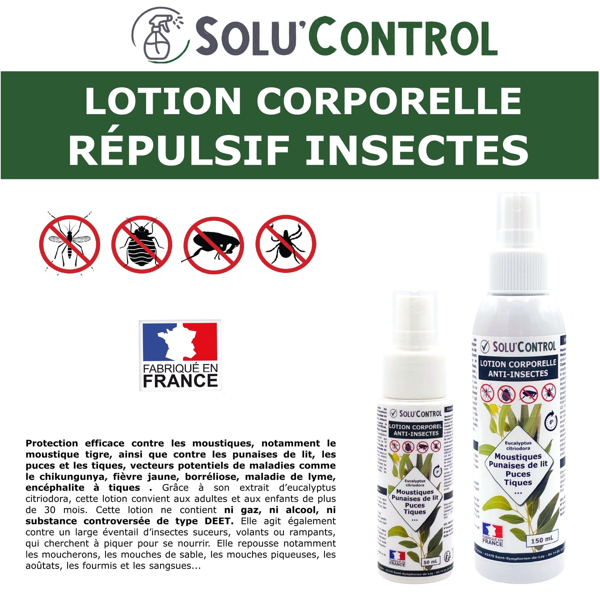 Lotion Corporelle Répulsif Insectes, Solu'Control - Explication