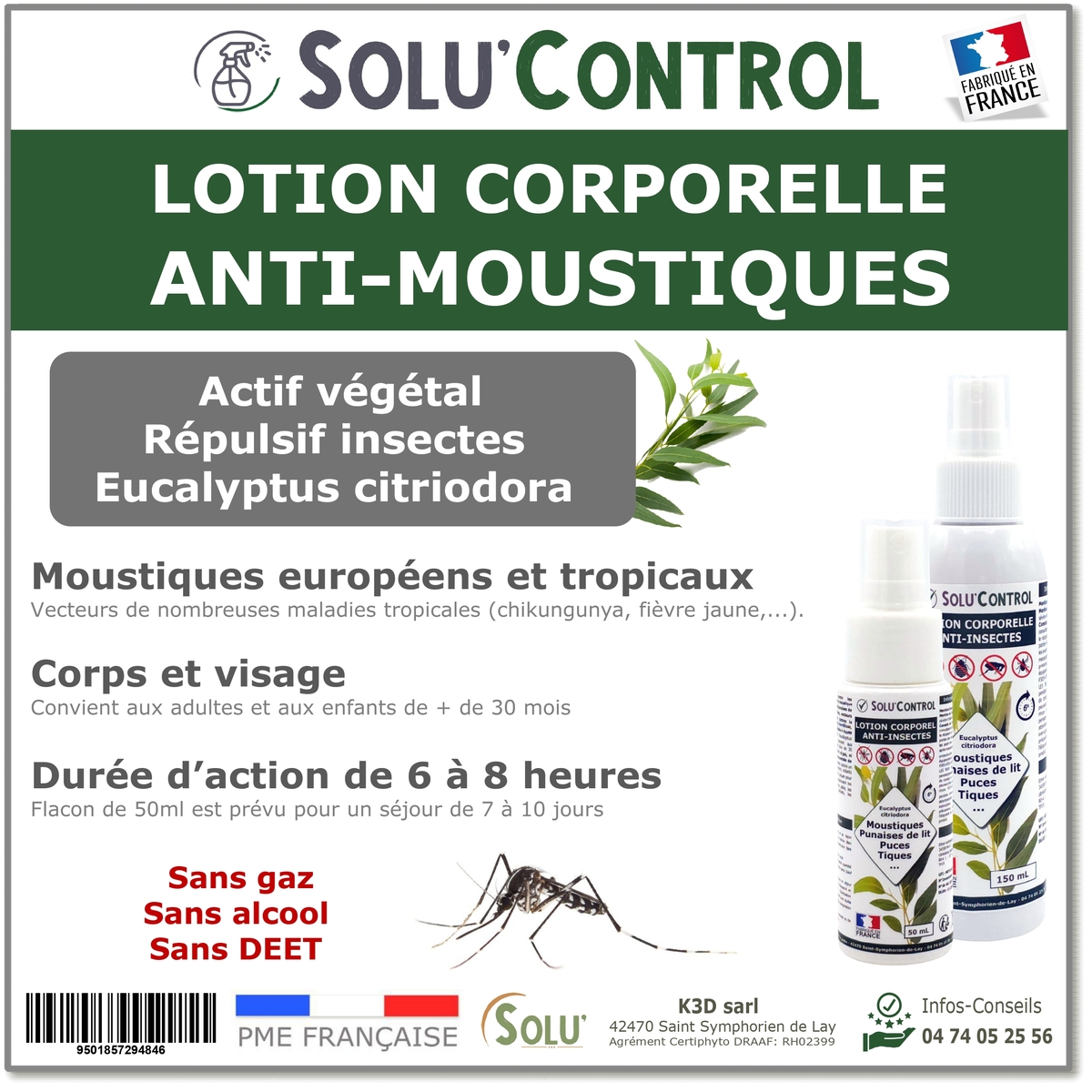 Lotion Corporelle Répulsif Moustiques, Solu'Control