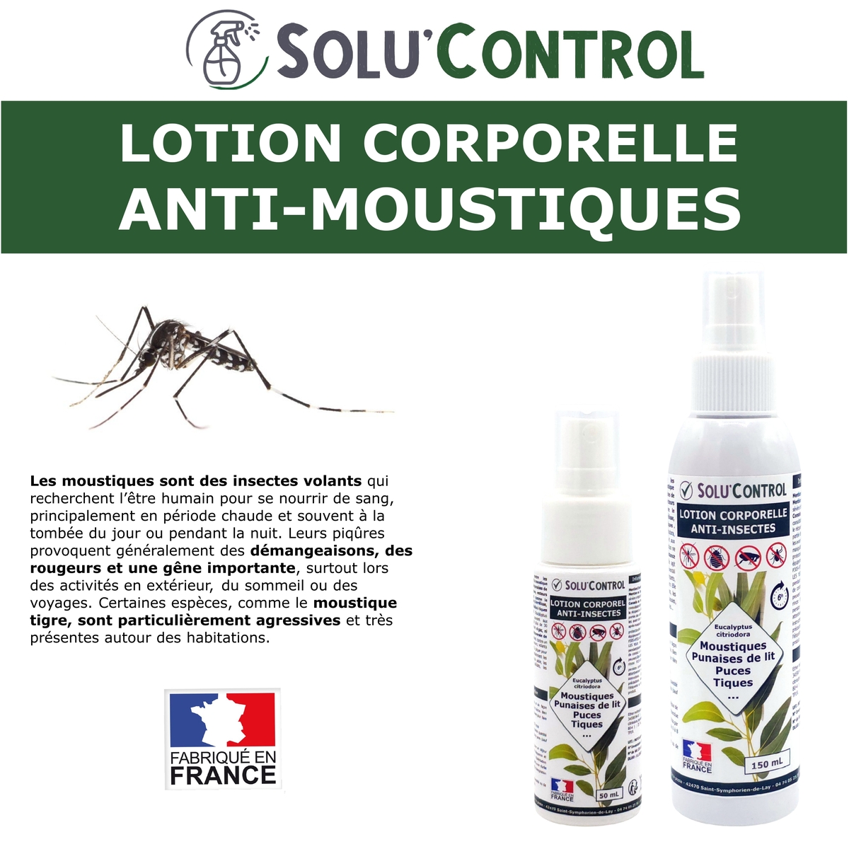 Lotion Corporelle Répulsif Moustiques, Solu'Control - Explication