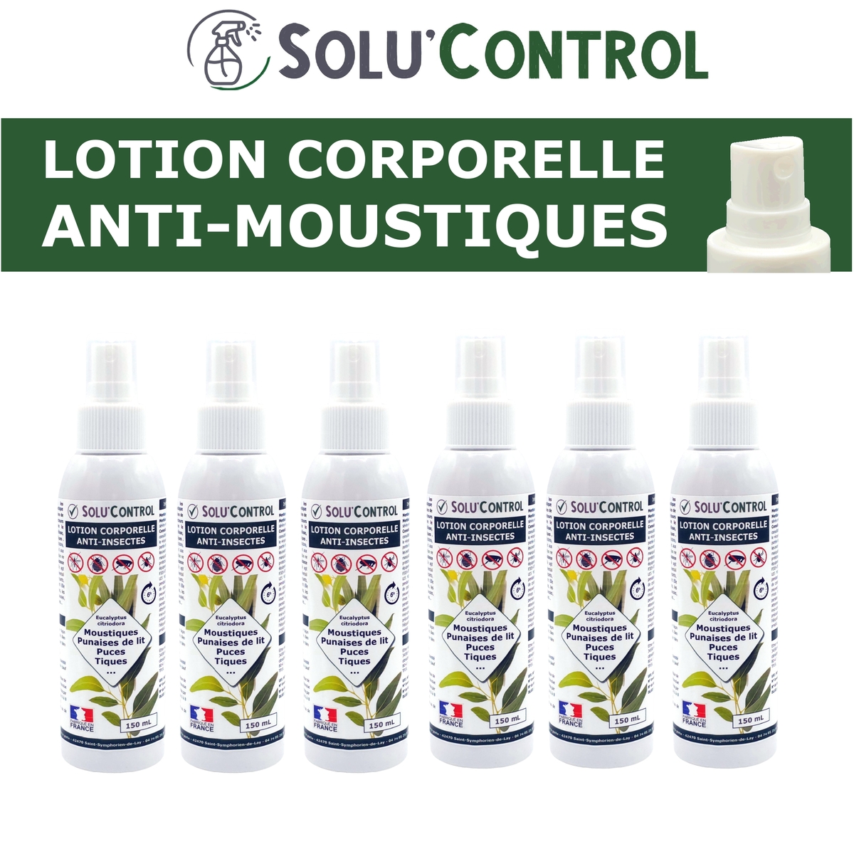 Lotion Corporelle Répulsif Moustiques, Solu'Control  6x150ml