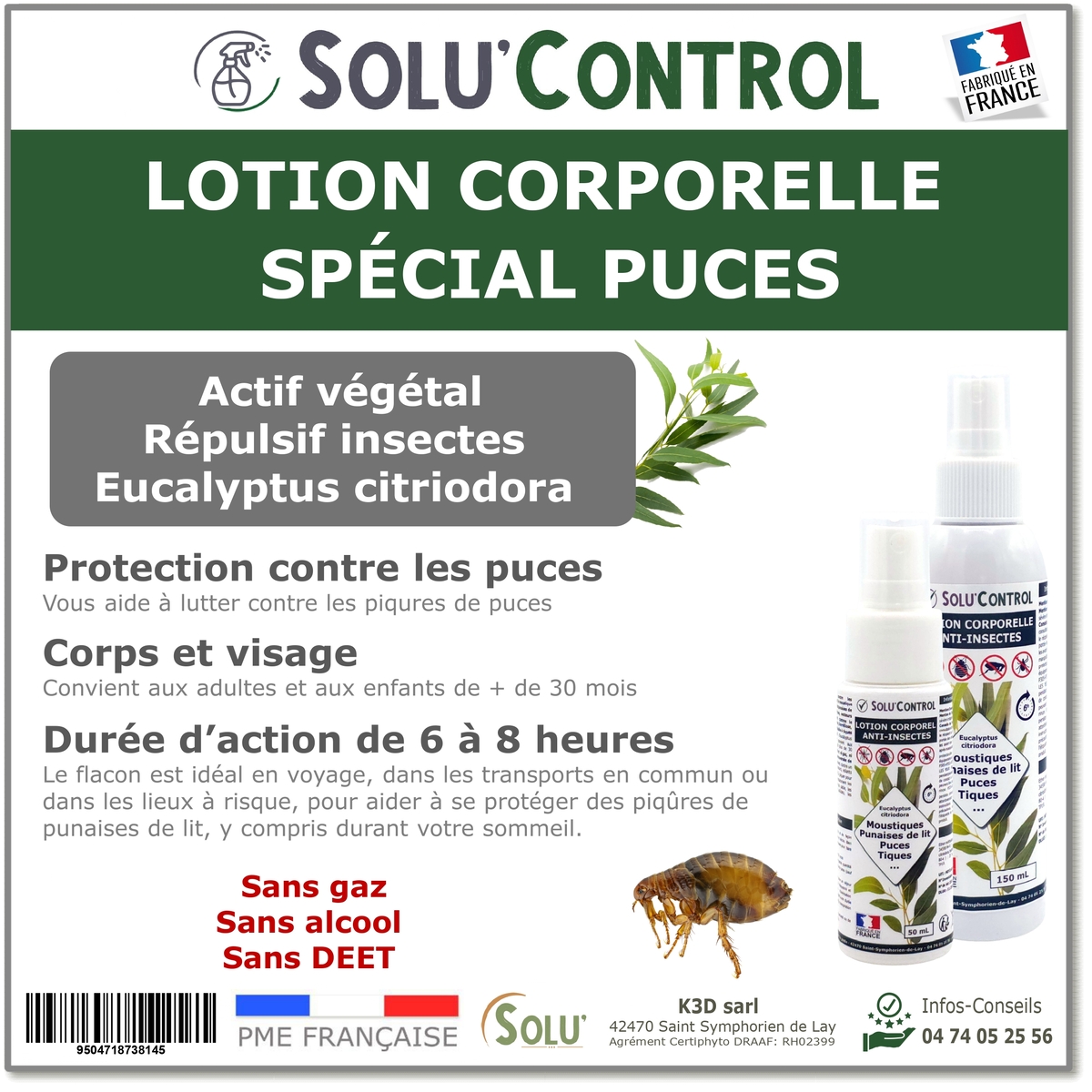 Lotion Corporelle Répulsif Puces, Solu'Control