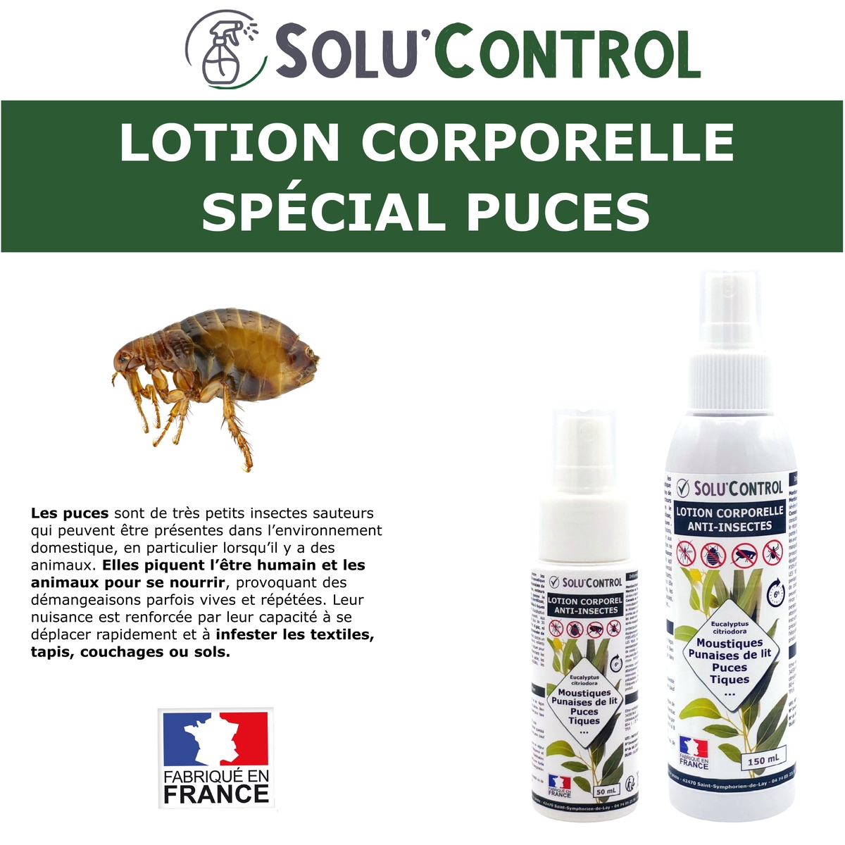 Lotion Corporelle Répulsif Puces, Solu'Control - Explication