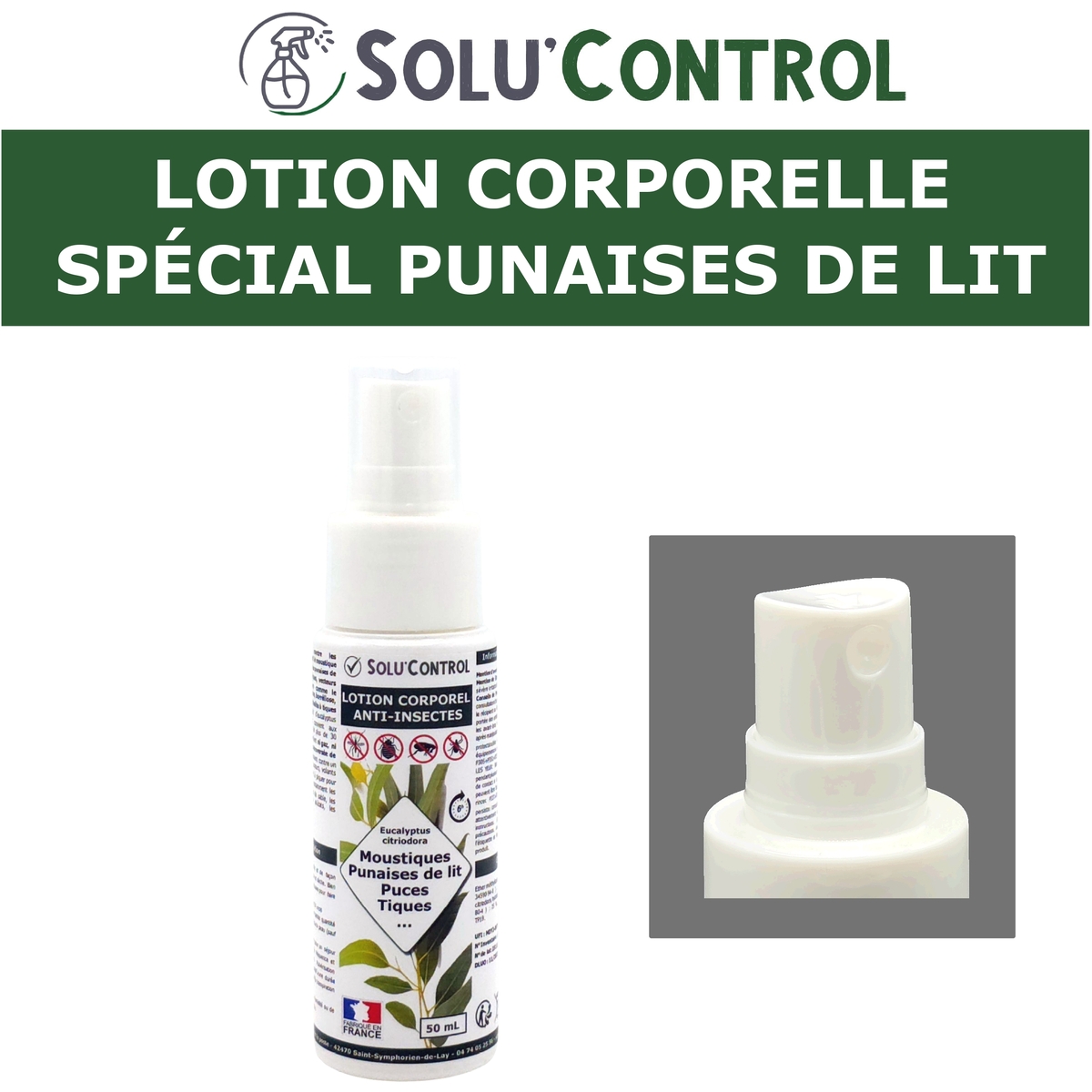 Lotion Corporelle Répulsif Punaise de lit, Solu'Control 50ml