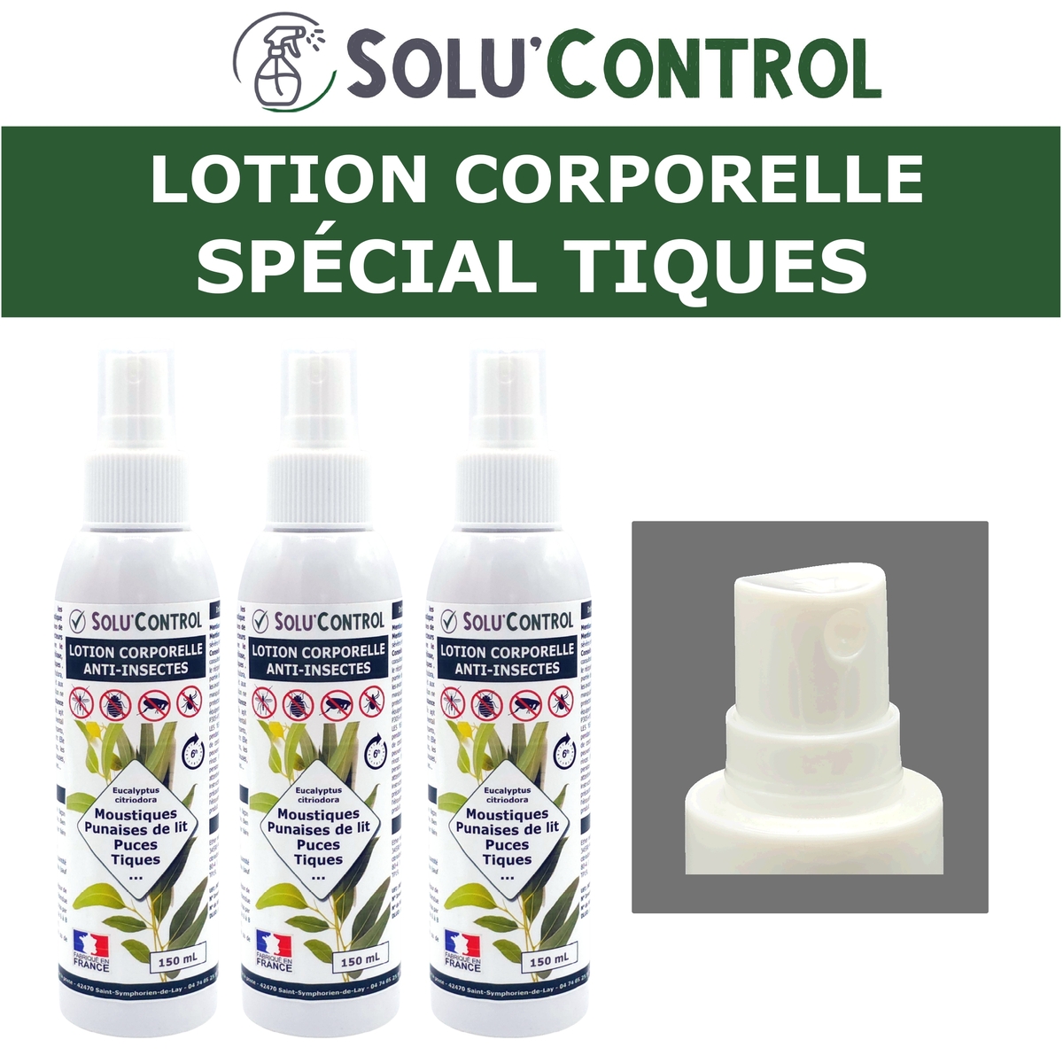 Lotion Corporelle Répulsif Tiques , Solu'Control 3x150ml