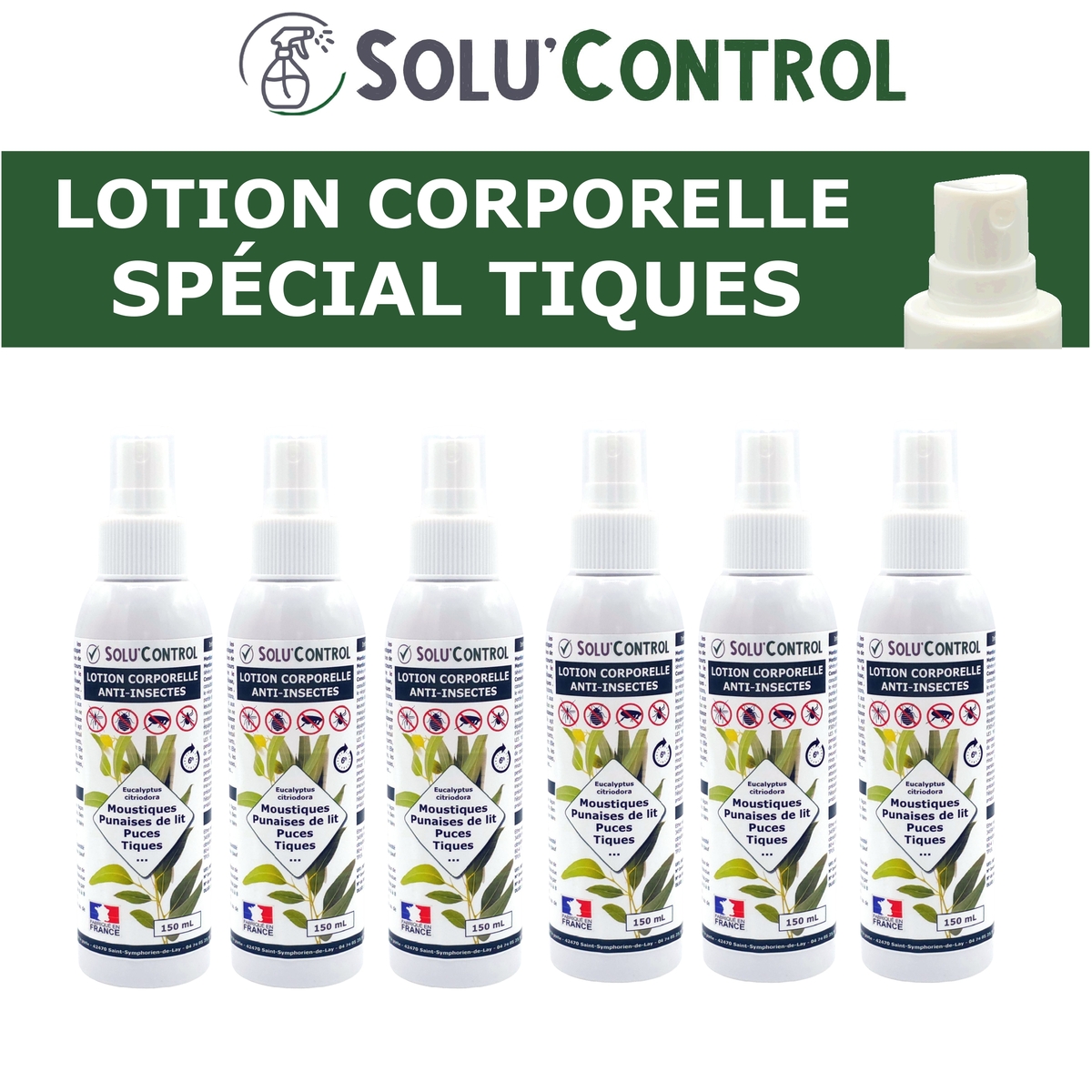 Lotion Corporelle Répulsif Tiques , Solu'Control 6x150ml
