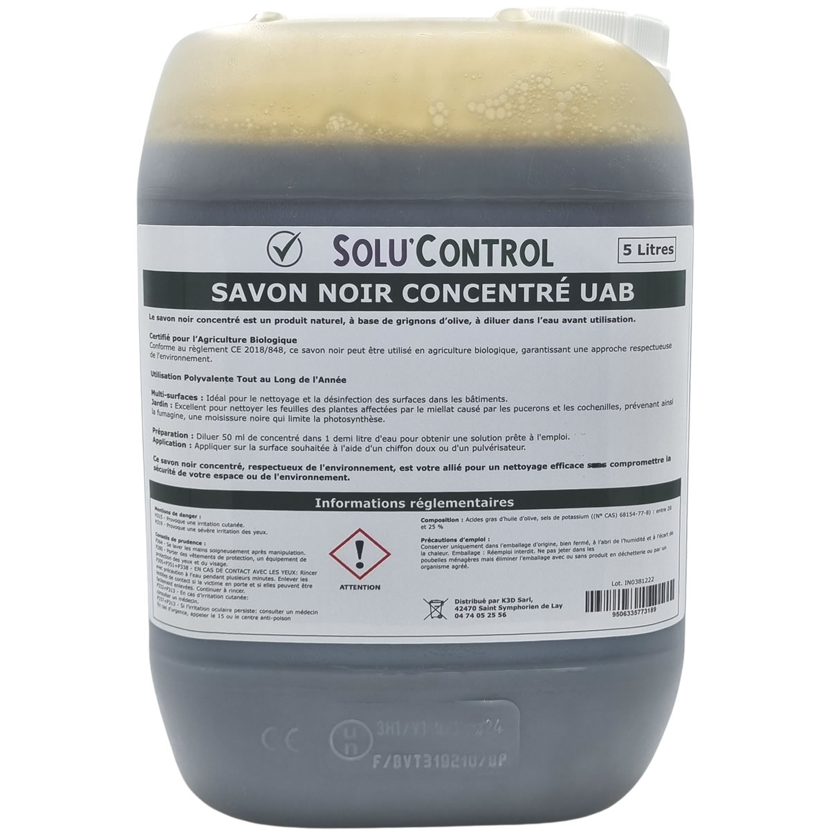 Savon noir Solu'Control - Bidon de 5L