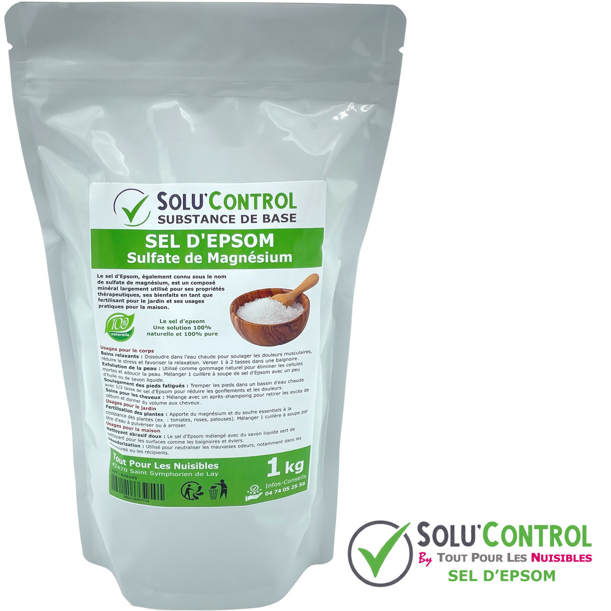 Sel d'epsom 1kg - Sachet seul