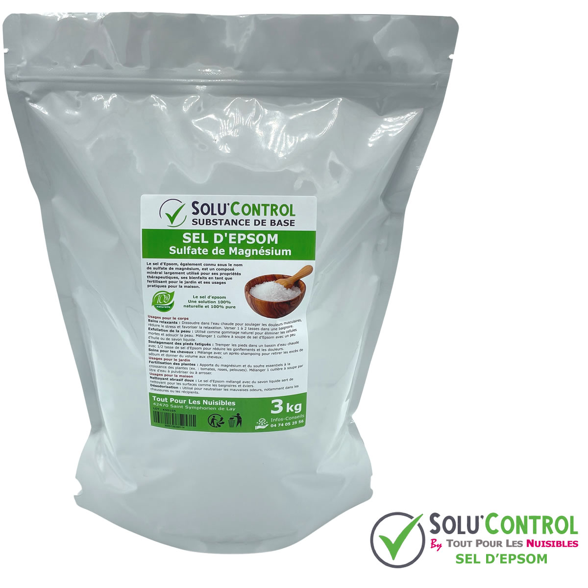 Sel d'epsom 3kg - Sachet seul