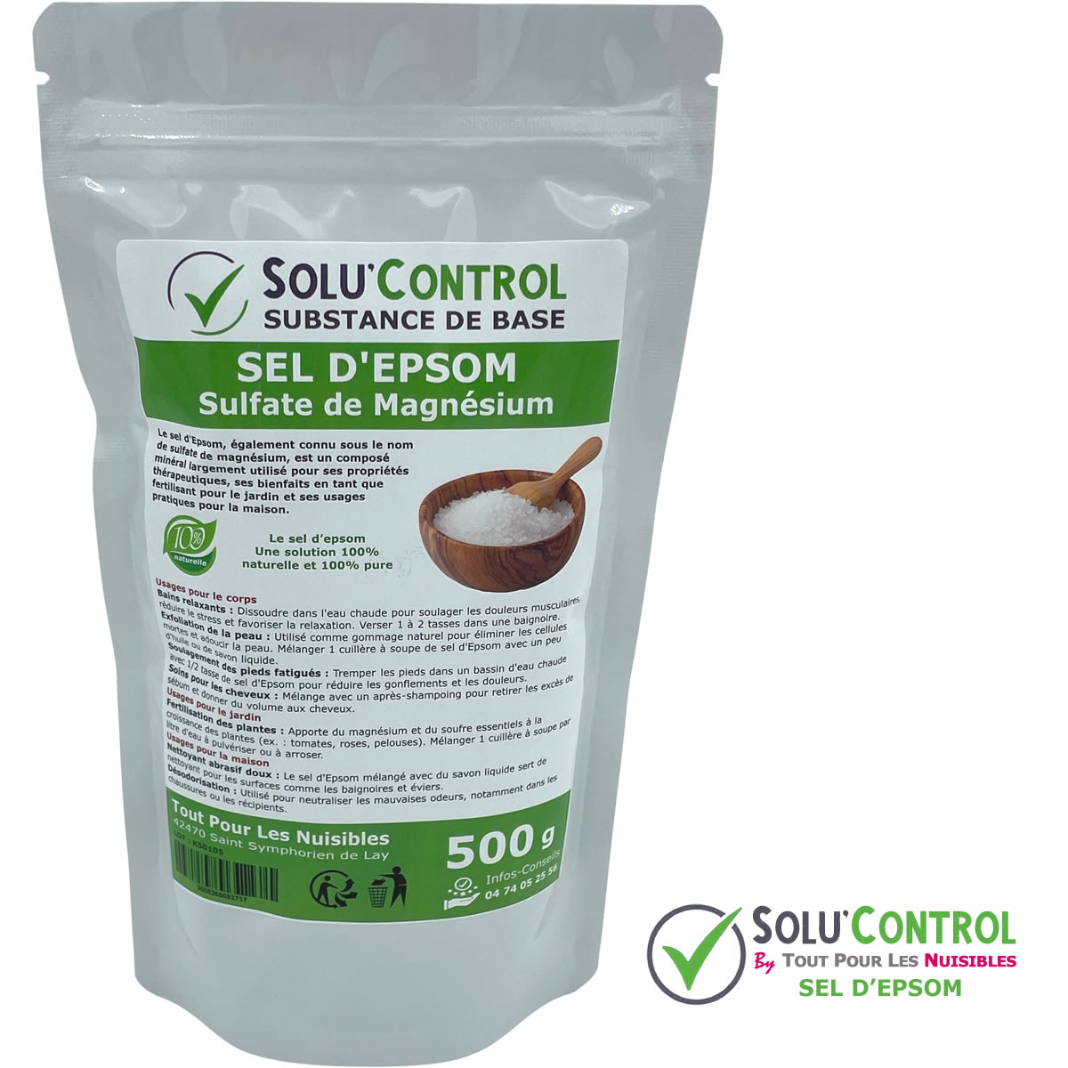 Sel d'epsom 500 g - Sachet seul