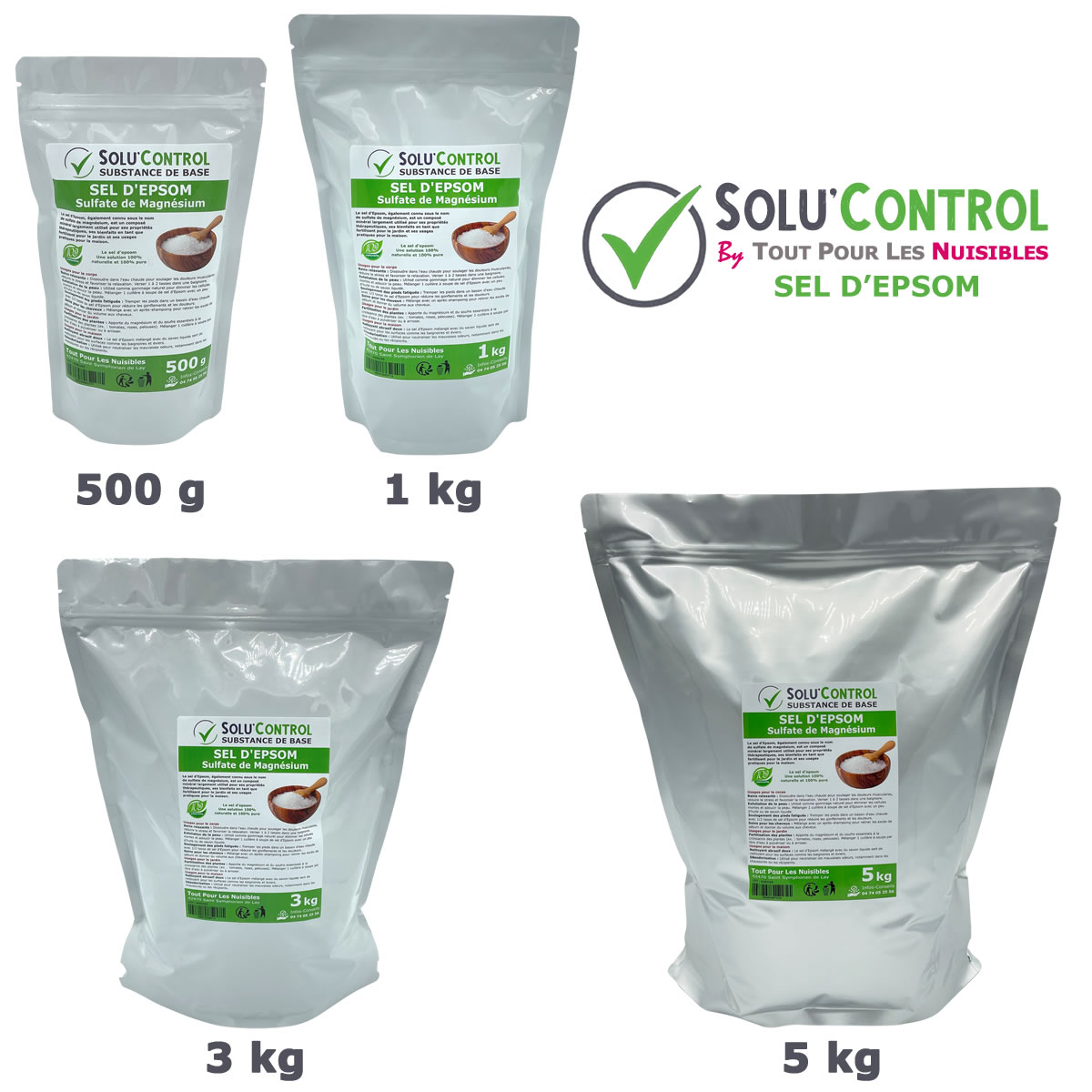 Sel d'epsom Sulfate de Magnésium 100% Naturel