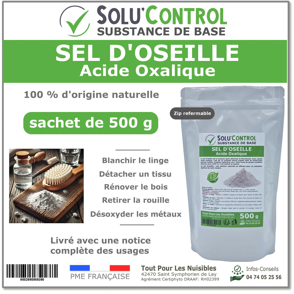 Sel d'oseille 500 g Acide Oxalique 100% Naturel