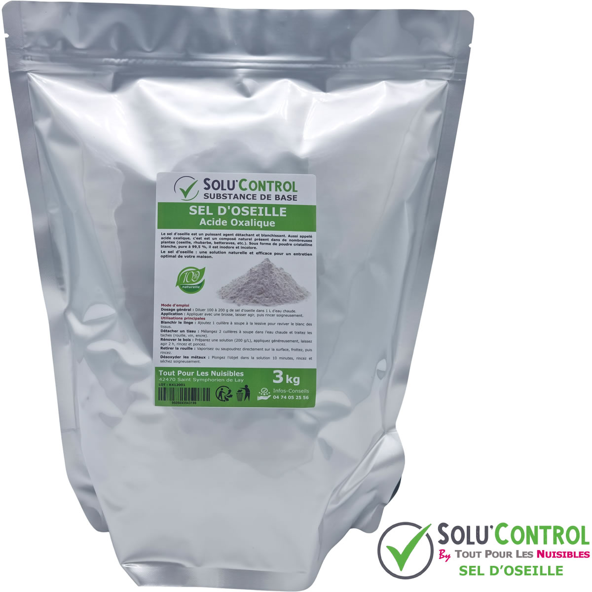 Sel d'oseille 3kg - Sachet seul