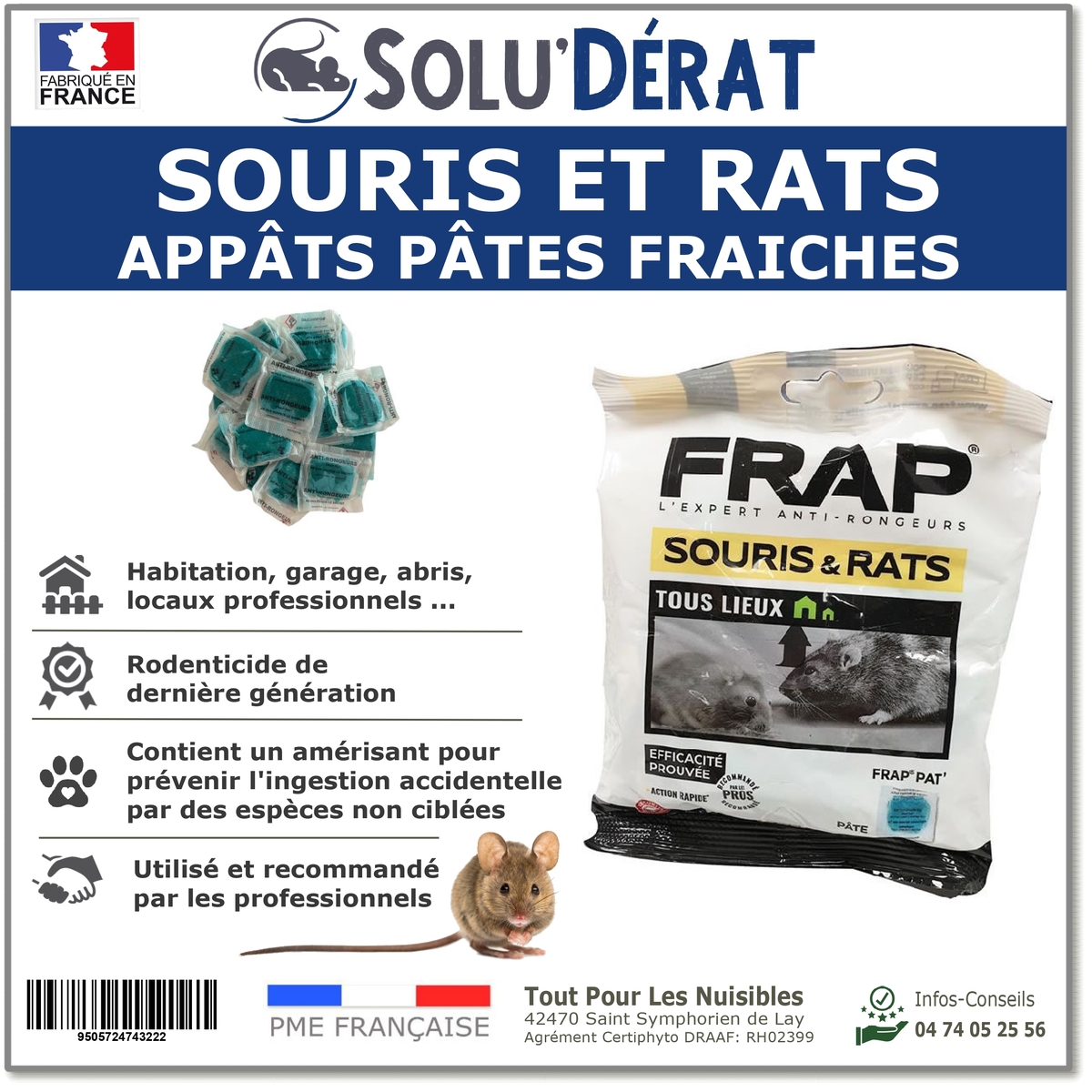 Solu'Dérat - Sachet d'appât en pate fraîche, Frap Pat'