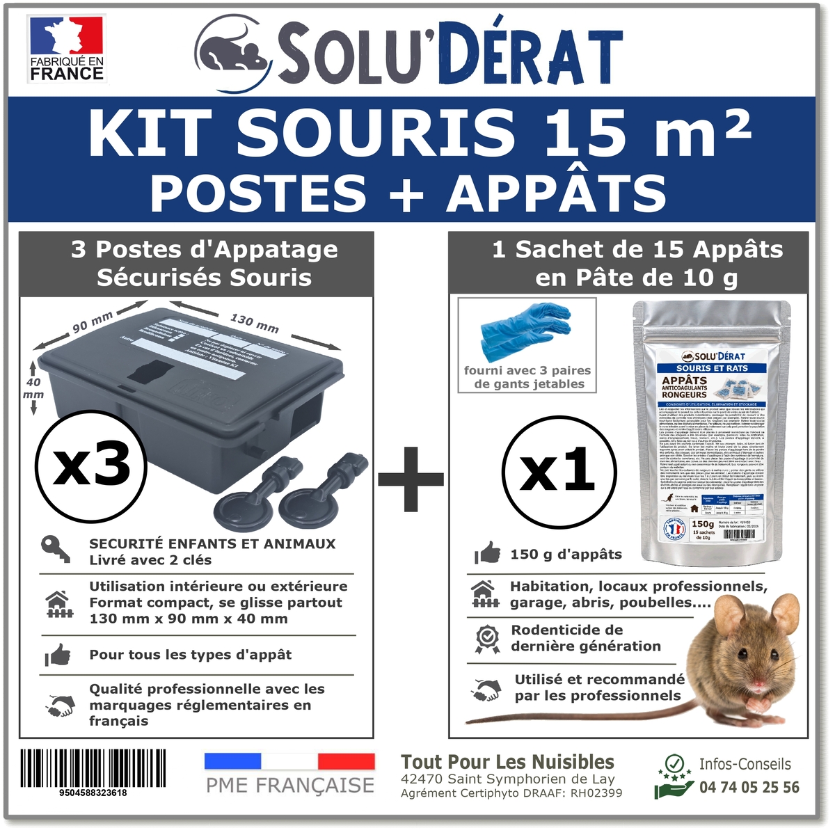 SOLU'DÉRAT - Kit souris 15 m²