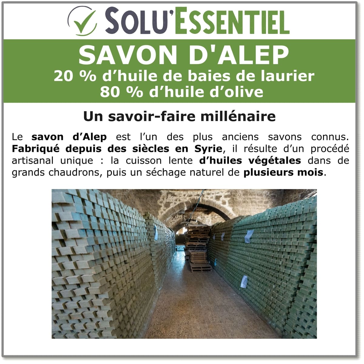 Savon d'Alep séchage -  SOLU'ESSENTIEL