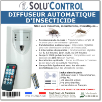 Diffuseur pour bombes aérosols insecticides programmable à télécommand, SOLU'CONTROL