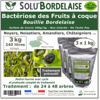 Bouillie Bordelaise Non Colorée spécial bactériose des fruits à coque, SOLU'BORDELAISE- 3 Sachets de 1kg