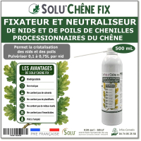 Traitement biologique contre les nids de chenilles processionnaires du chêne, Solu'Chêne Fix - Aérosol de 500 ml
