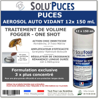 Insecticide fumigène, SOLU'PUCES spécial Puces - 12 AérosolS de 150ml