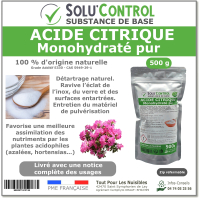 Acide citrique monohydraté pur -  Sachet de 500 g