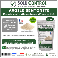 Argile Bentonite Naturelle – Dessiccant / Absorbeur d’Humidité – Solu'Control - 1kg