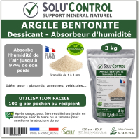 Argile Bentonite Naturelle – Dessiccant / Absorbeur d’Humidité – Solu'Control - 3kg