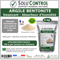Argile Bentonite Naturelle – Dessiccant / Absorbeur d’Humidité – Solu'Control - 5kg