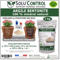Argile Bentonite Naturelle – Support minéral – Solu'Control - 1kg
