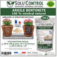 Argile Bentonite Naturelle – Support minéral – Solu'Control - 500g