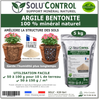 Argile Bentonite Naturelle – Support minéral – Solu'Control - 5kg