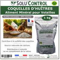 Écailles de Coquilles d'Huîtres Concassées alimentation volailes – SOLU'CONTROL - Sachet de 1 kg