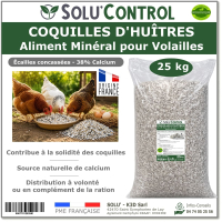 Écailles de Coquilles d'Huîtres Concassées alimentation volailes – SOLU'CONTROL - Sachet de 25 kg