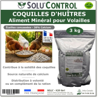 Écailles de Coquilles d'Huîtres Concassées alimentation volailes – SOLU'CONTROL - Sachet de 3 kg