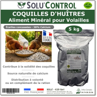 Écailles de Coquilles d'Huîtres Concassées alimentation volailes – SOLU'CONTROL - Sachet de 5 kg