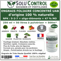 Engrais foliaire 100% naturel, Solu'Control - Flacon de 250ml