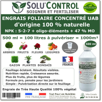 Engrais foliaire 100% naturel, Solu'Control - Flacon de 500ml