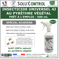 Insecticide 4J PAE Acarien - Actifs 100% Végétaux - Flacon 500ml