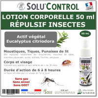 Lotion Corporelle Répulsif Insectes, Solu'Control - Flacon de 50ml