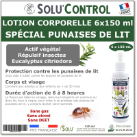 Lotion Corporelle Répulsif Punaise de lit, Solu'Control - 6 Flacons de 150ml