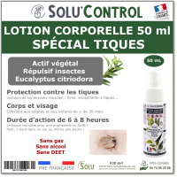 Lotion Corporelle Répulsif Tiques , Solu'Control - Flacon de 50ml