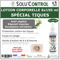 Lotion Corporelle Répulsif Tiques , Solu'Control - 6 Flacons de 150ml