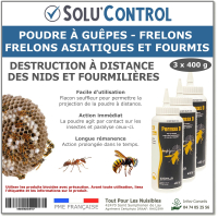 Poudre à guepes, frelons et fouris, Solu'control - 3 Flacons 400g