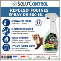 SOLU’CONTROL – Répulsif fouines – Spray prêt à l’emploi 500 ml