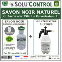 Savon Noir Naturel, Nettoyant feuilles et miellat - pucerons - cochenilles, Concentré UAB Solu'Control - Flacon de 250 ml