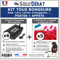 SOLU'DERAT - Kit tout rongeurs poste d'appâtage et appâts