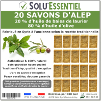 Savon d'Alep - 200 g - SOLU'ESSENTIEL par 20