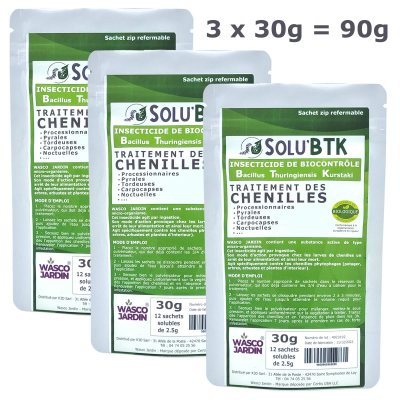 Insecticide BTK de biocontrôle contre les chenilles phytophages, SOLU'BTK - 90g