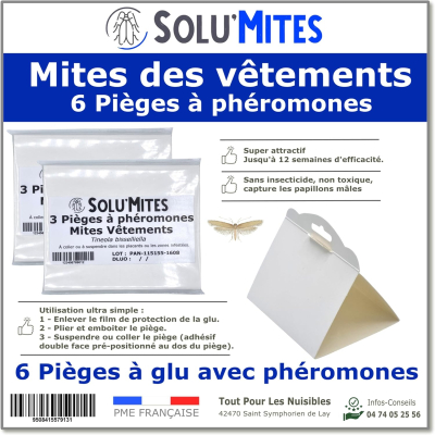 SoluMites - Lot de 6 Pièges pour les mites des vêtements